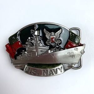 US NAVY belt buckle, vintage, Bergamot Brass Works